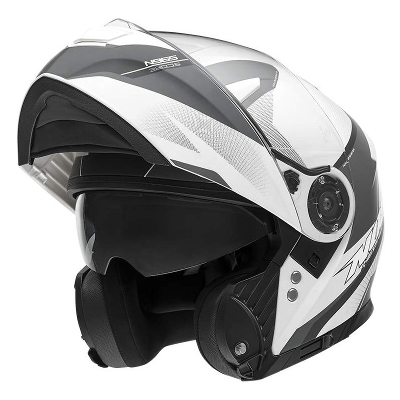 NOX N965 Score weiß-grau-schwarzer Tip-up Motorradhelm Ausverkauf