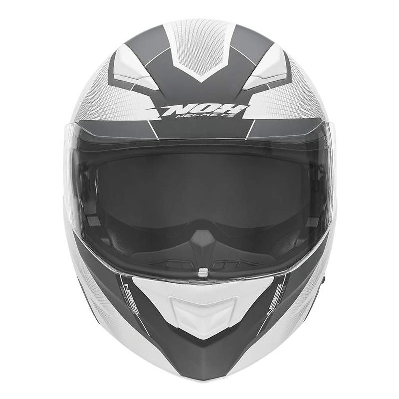 NOX N965 Score weiß-grau-schwarzer Tip-up Motorradhelm Ausverkauf