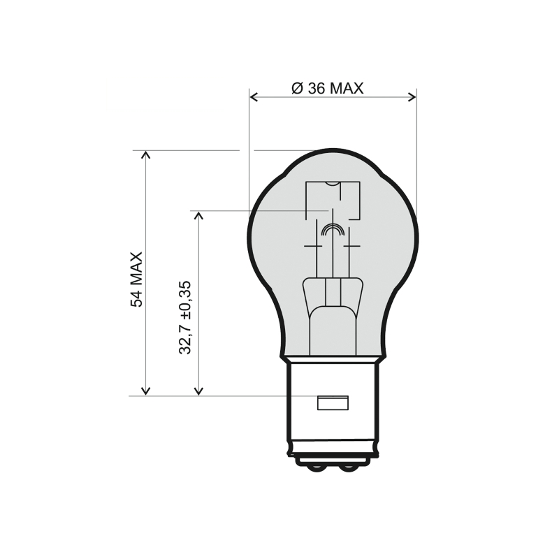 Žárovka RMS 12V 35/35W, S2 BA20D bílá