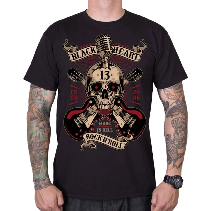 Black Heart Rock N Roll schwarzes T-Shirt