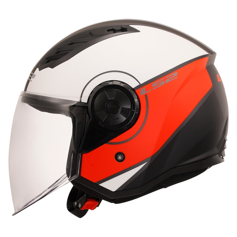 Offener Motorradhelm LS2 OF616 Airflow II Cover matt weiß-rot