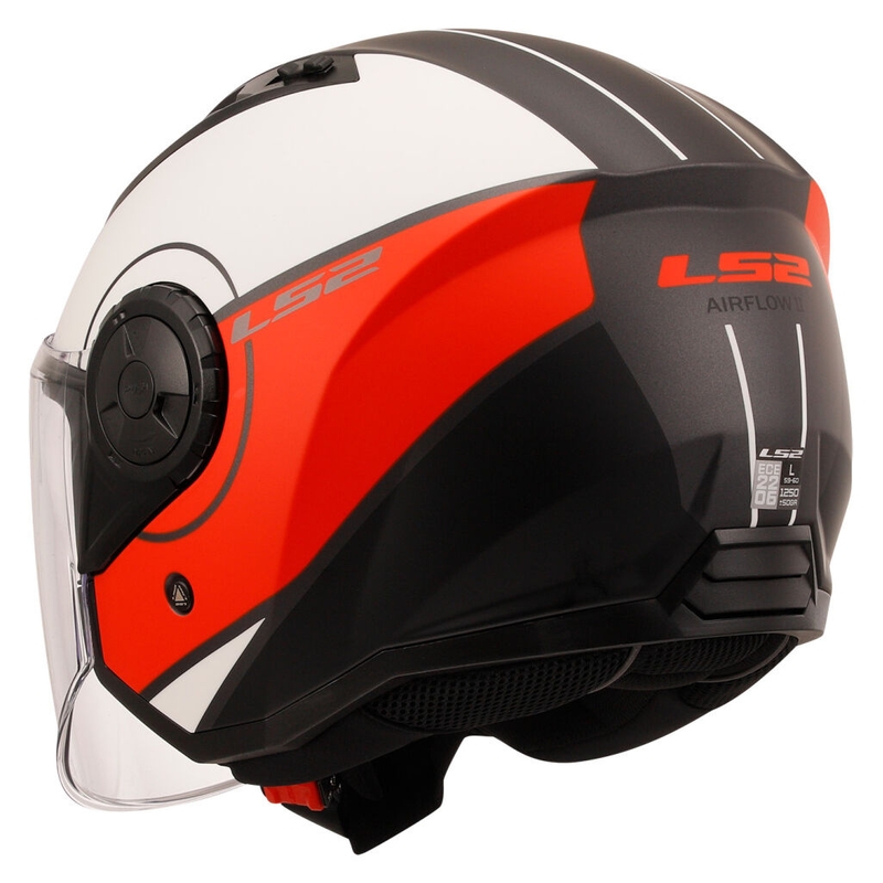 Offener Motorradhelm LS2 OF616 Airflow II Cover matt weiß-rot