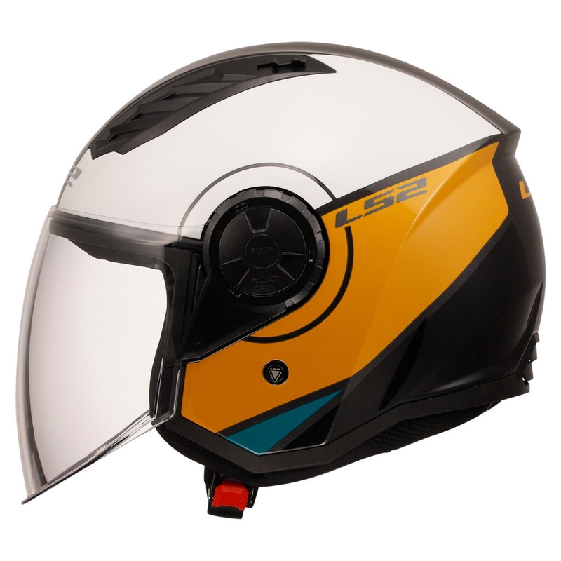 Offener Motorradhelm LS2 OF616 Airflow II Cover glänzend weiß-braun