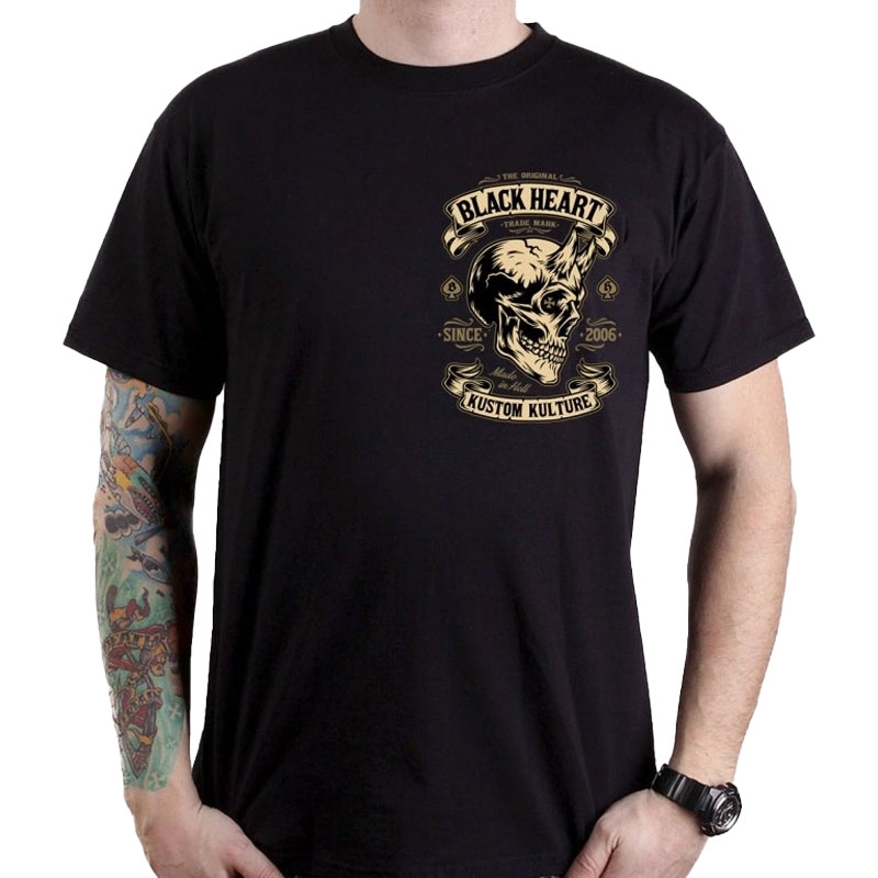 T-Shirt Black Heart Devil Skull schwarz