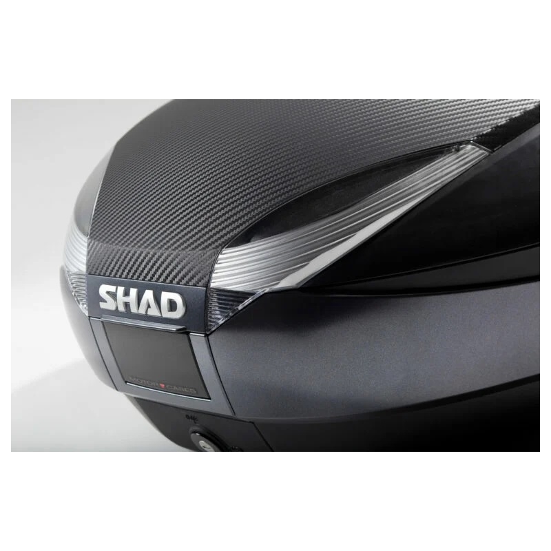 Top case SHAD SH48 grau with backrest, carbon cover and PREMIUM SMART lock