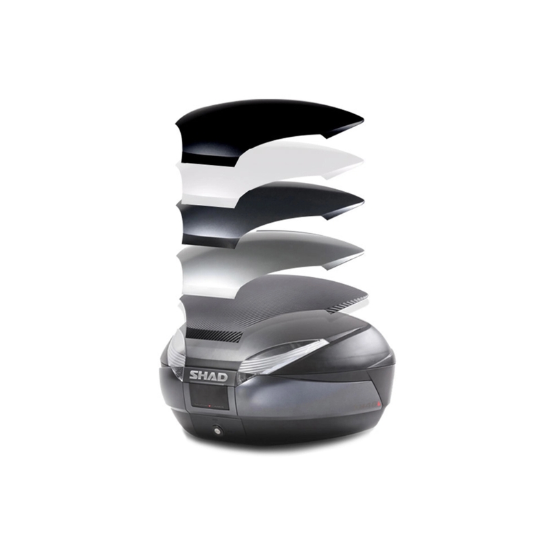 Top case SHAD SH48 New Titanium with backrest, carbon cover and PREMIUM SMART lock
