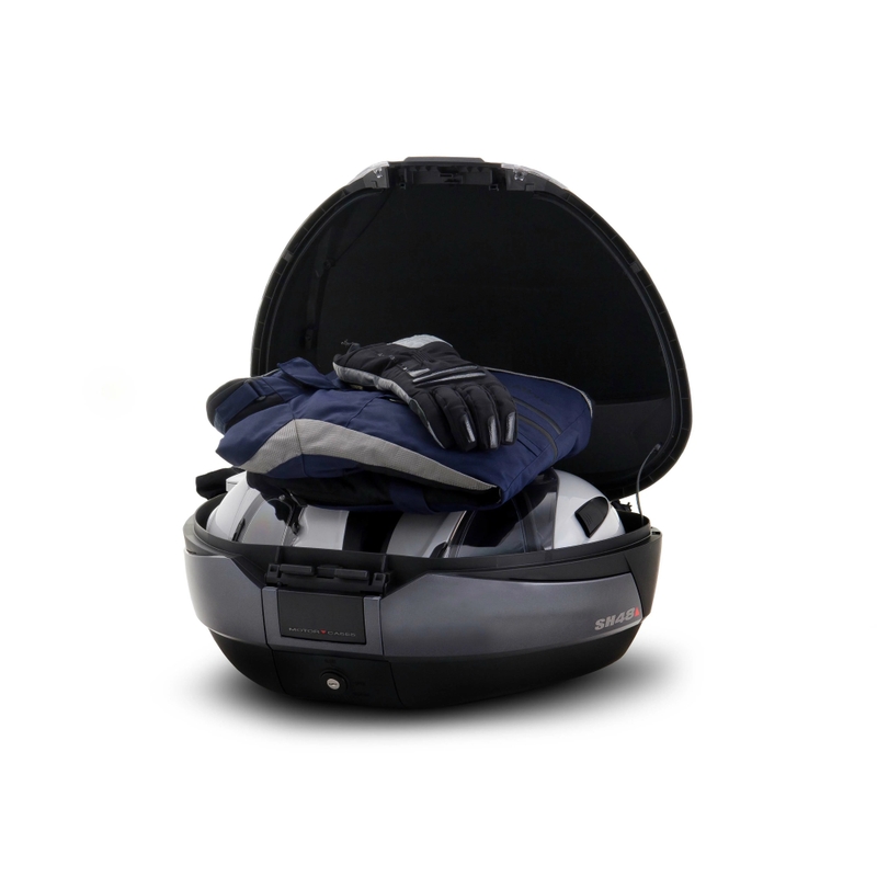 Top case SHAD SH48 New Titanium with backrest, carbon cover and PREMIUM SMART lock