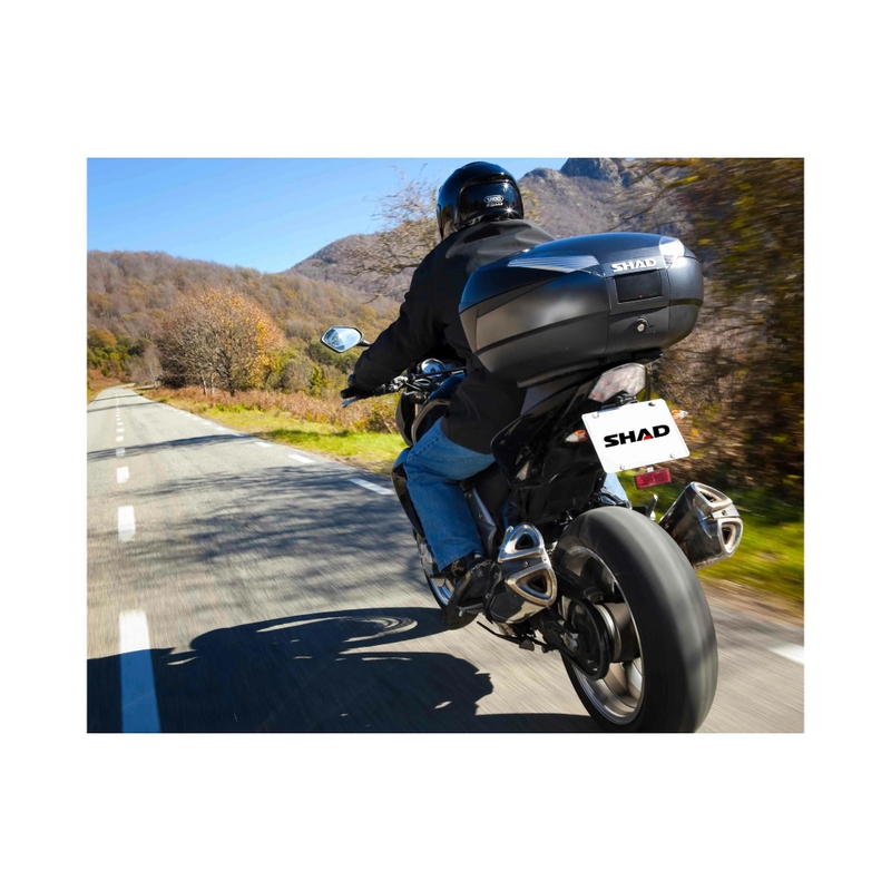 Top case SHAD SH48 New Titanium with backrest, carbon cover and PREMIUM SMART lock