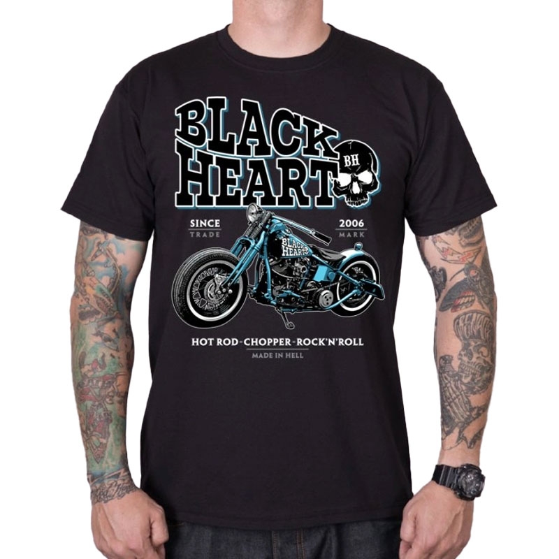 Black Heart Blue Bobber Schwarzes T-Shirt