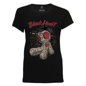Damen T-Shirt Black Heart Woodoo Doll schwarz