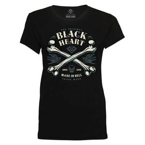 Damen T-Shirt Black Heart Bones schwarz