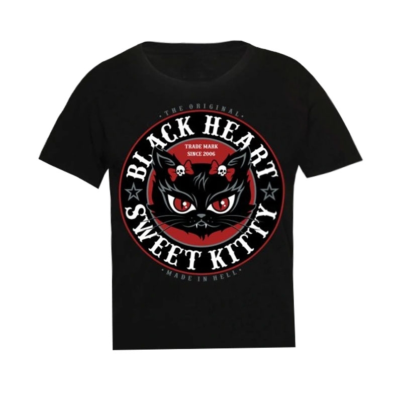 Kinder-T-Shirt Black Heart Heart Kitty schwarz