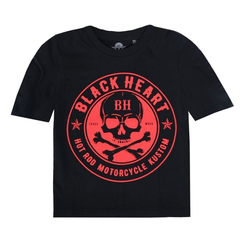 Kinder-T-Shirt Black Heart Red Skul Blk schwarz