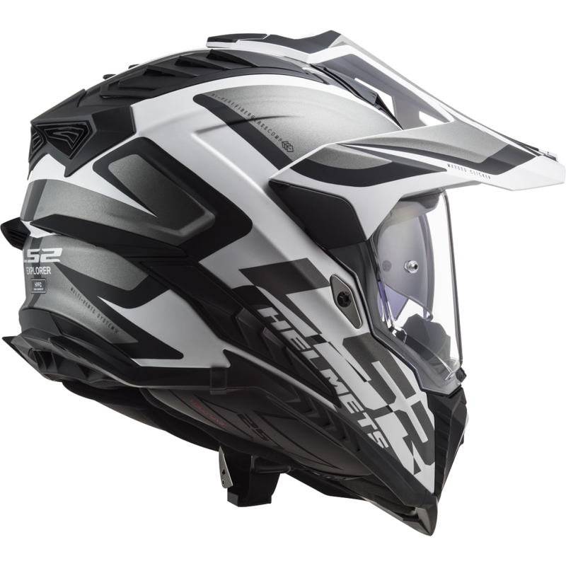 Enduro-Helm LS2 MX701 Explorer Alter mattschwarz-weiß