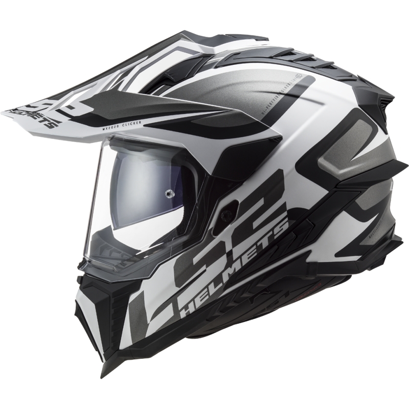 Enduro-Helm LS2 MX701 Explorer Alter mattschwarz-weiß