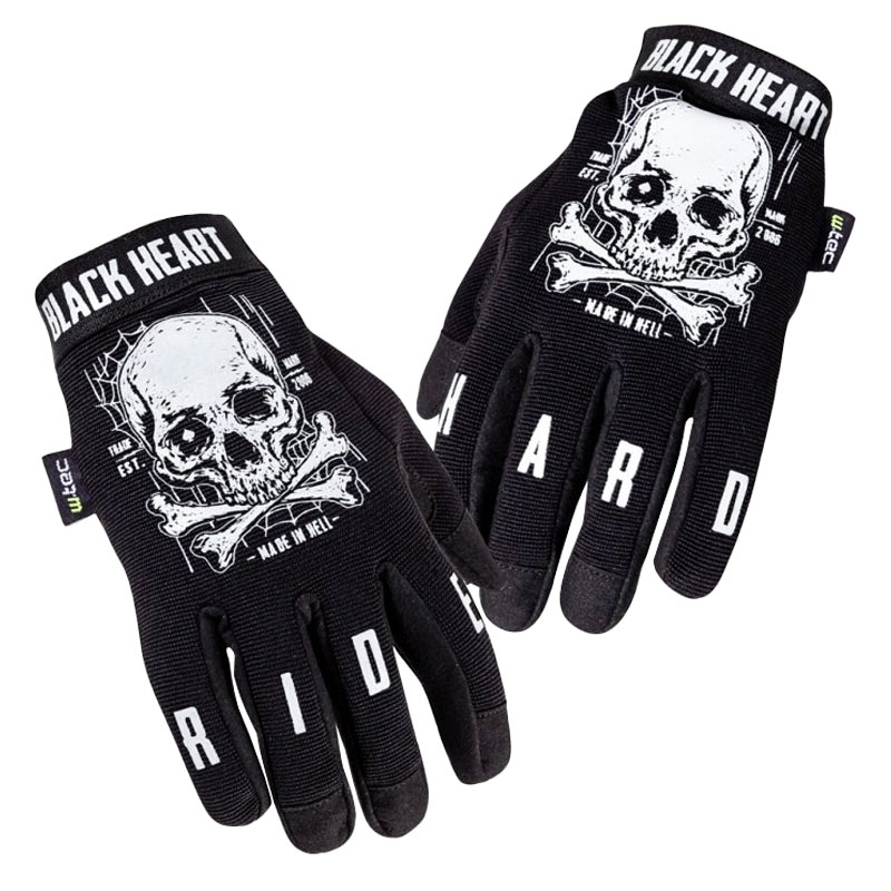 Black Heart W-TEC Web Skull Chopper-Handschuhe schwarz