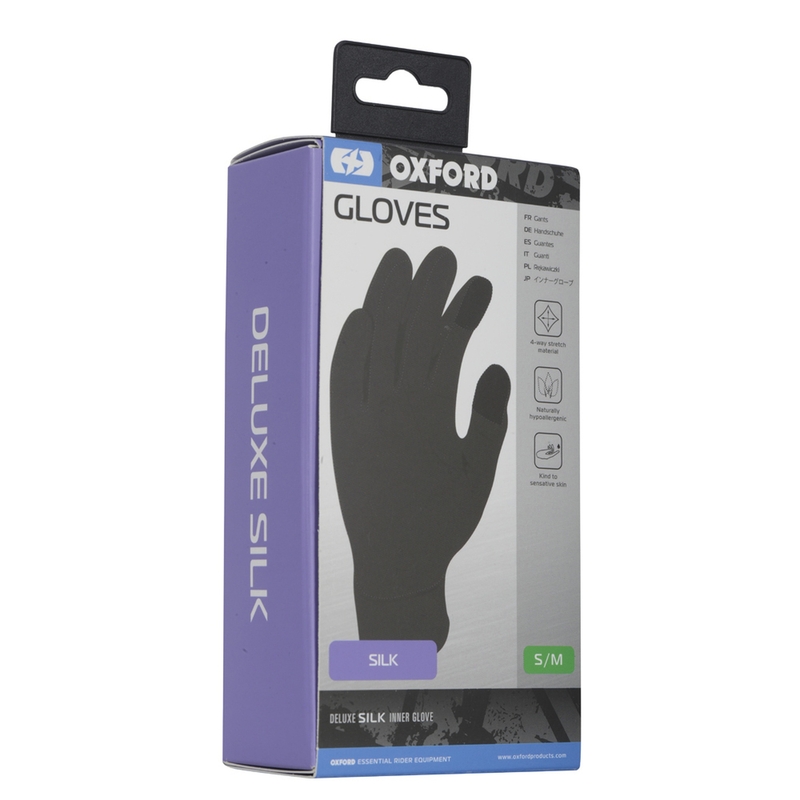 Schwarze OXFORD-Seidenhandschuheinlagen