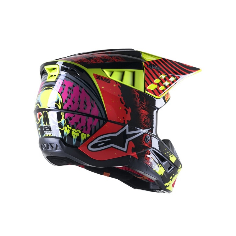 Motocross-Helm Alpinestars S-M5 Solar Flare fluo gelb-fluo rot-schwarz