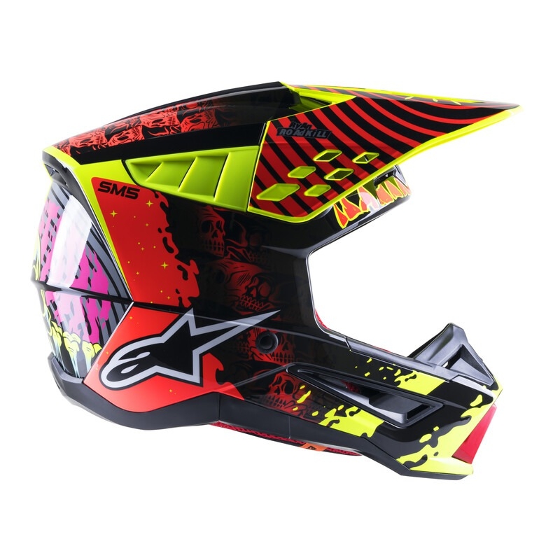 Motocross-Helm Alpinestars S-M5 Solar Flare fluo gelb-fluo rot-schwarz
