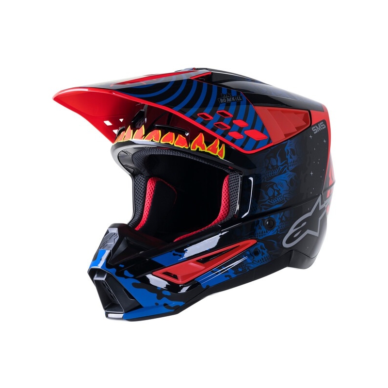 Alpinestars S-M5 Solar Flare Motocross-Helm Schwarz-Blau-Fluo Rot-Fluo Gelb Ausverkauf