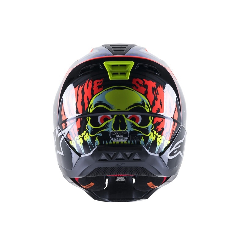 Alpinestars S-M5 Solar Flare Motocross-Helm Schwarz-Blau-Fluo Rot-Fluo Gelb Ausverkauf