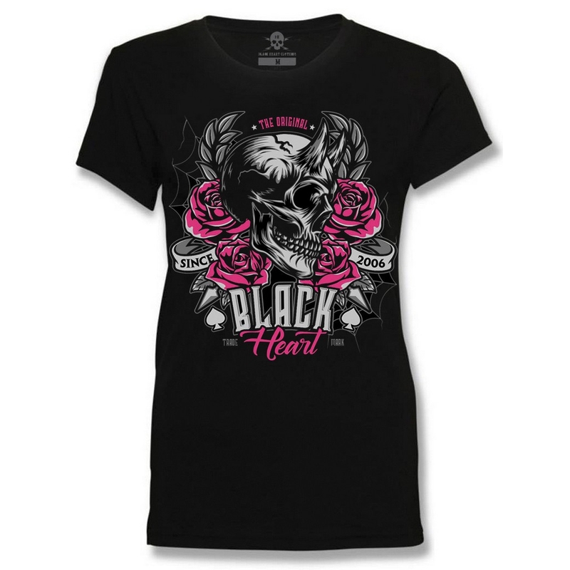 Damen-T-Shirt Black Heart Devil Rose