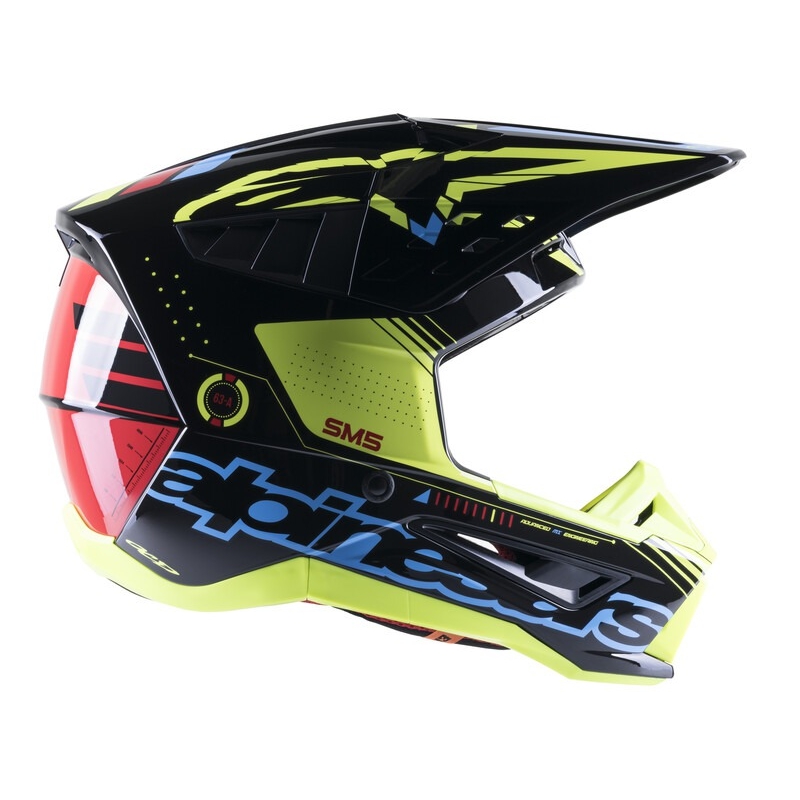 Motocross-Helm Alpinestars S-M5 Action fluo gelb-schwarz-blau-dunkelrot