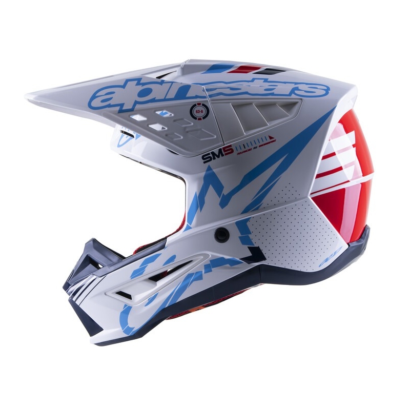 Alpinestars S-M5 Action Motocross-Helm weiß-blau-schwarz-dunkelrot