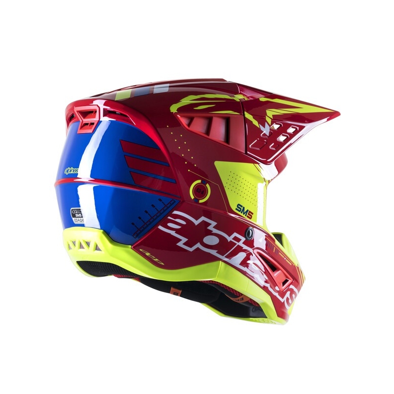 Alpinestars S-M5 Action Motocross-Helm rot-fluo gelb-weiß blau