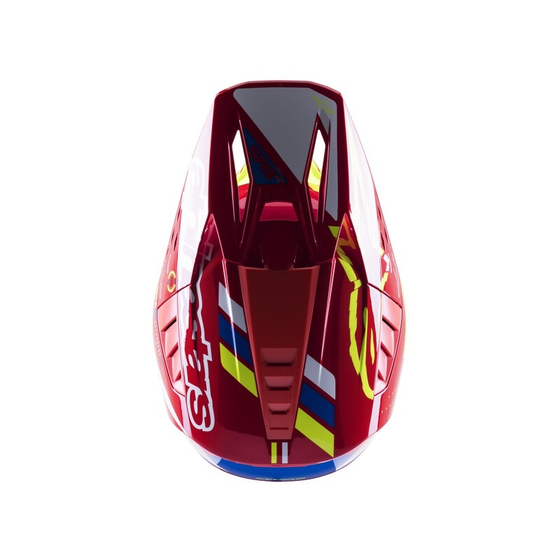 Alpinestars S-M5 Action Motocross-Helm rot-fluo gelb-weiß blau