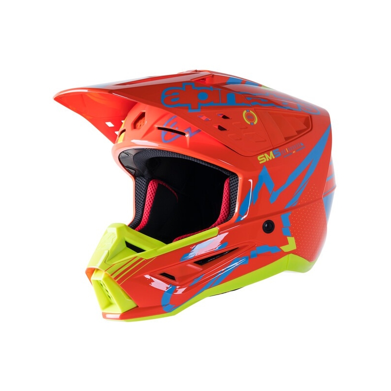 Alpinestars S-M5 Action Motocross-Helm orange-fluo gelb-hellblau