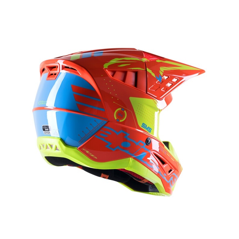 Alpinestars S-M5 Action Motocross-Helm orange-fluo gelb-hellblau