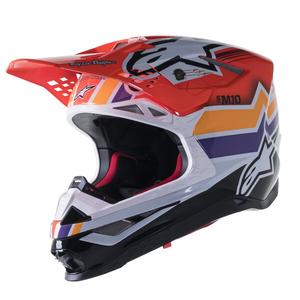 Alpinestars Supertech S-M10 Motocross-Helm Troy Lee Designs Edition Orange-Gelb-Lila-Weiß Schwarz