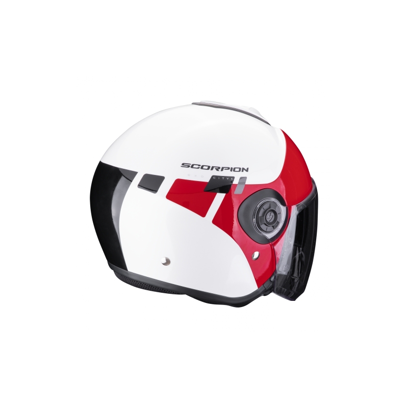Offener Helm Scorpion EXO-CITY II Mall weiß-rot Ausverkauf