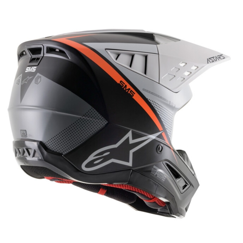 Motocross-Helm Alpinestars S-M5 Rayon schwarz-weiß-fluo orange matt