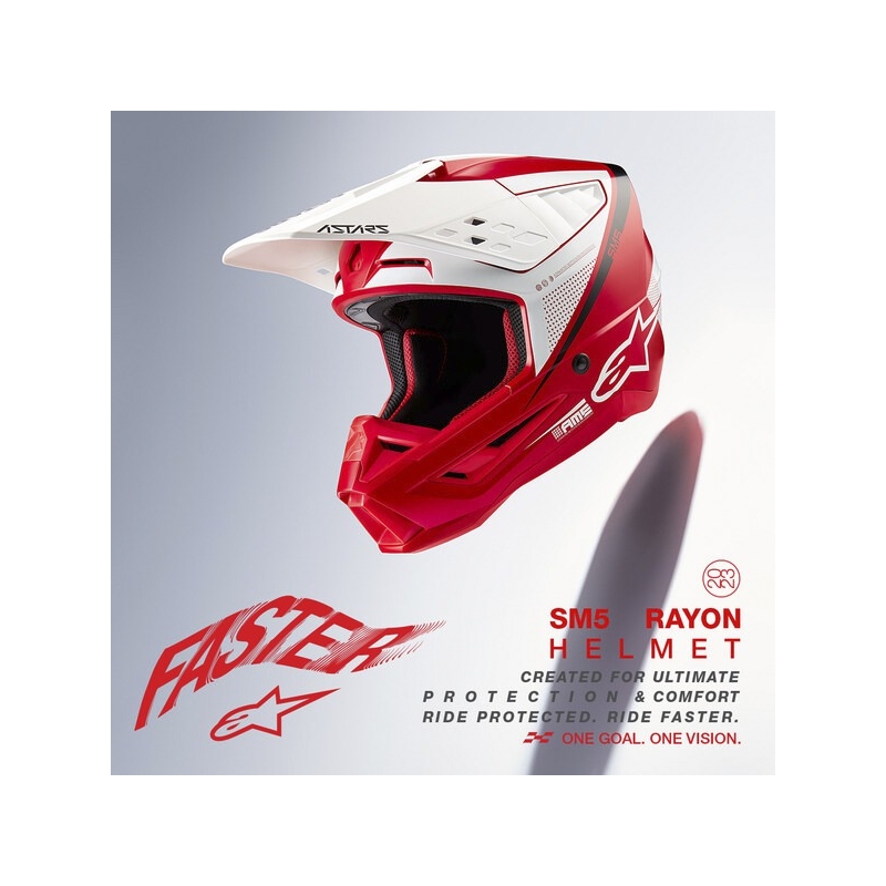 Motocross-Helm Alpinestars S-M5 Rayon rot-weiß-schwarz matt