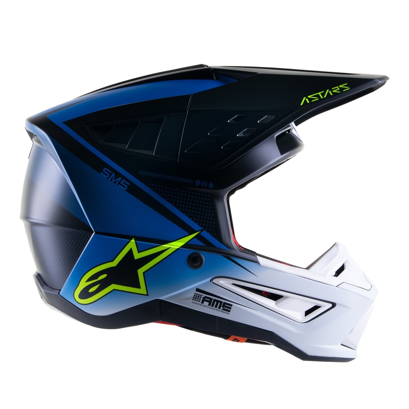 Motocross-Helm Alpinestars S-M5 Rayon blau-fluo gelb-weiß-schwarz matt
