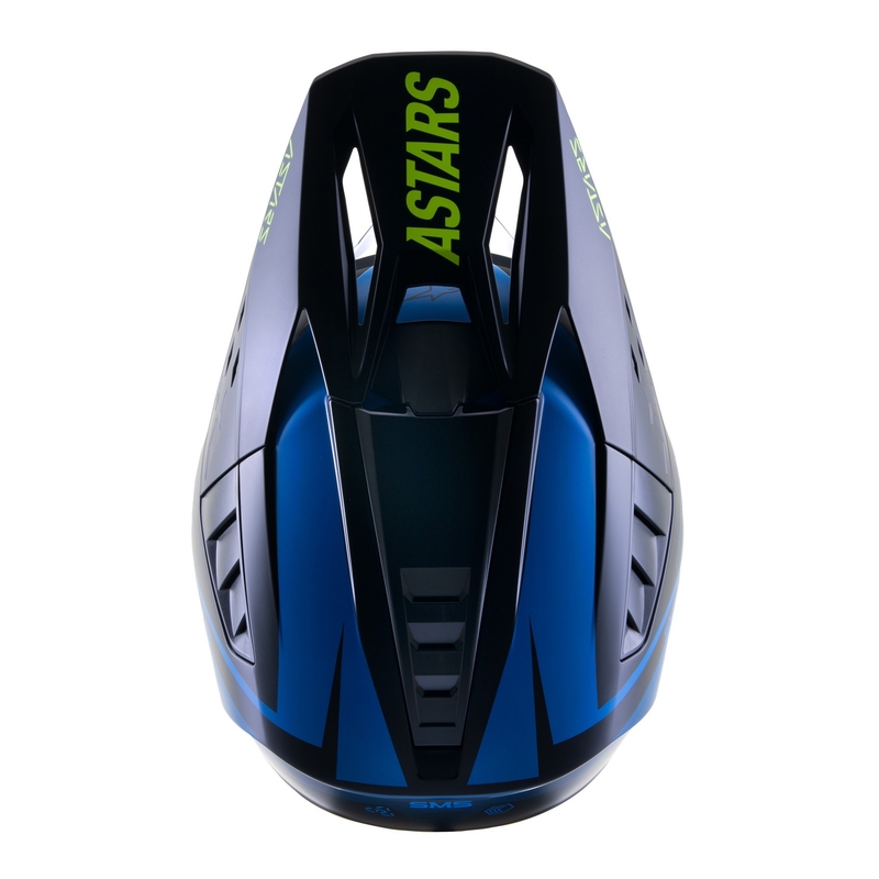 Motocross-Helm Alpinestars S-M5 Rayon blau-fluo gelb-weiß-schwarz matt