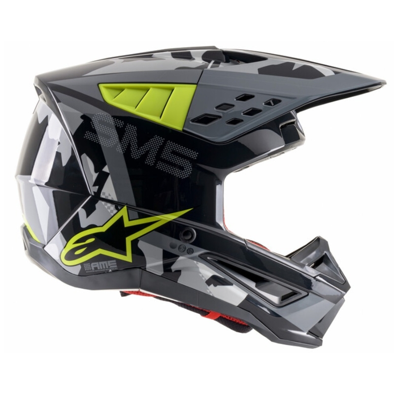 Alpinestars S-M5 Rover Motocross-Helm Anthrazit-Fluo-Gelb-Camouflage-Grau