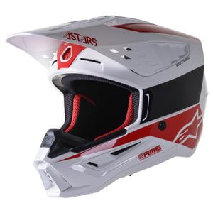 Motocross-Helm Alpinestars S-M5 Bond weiß-rot glänzend