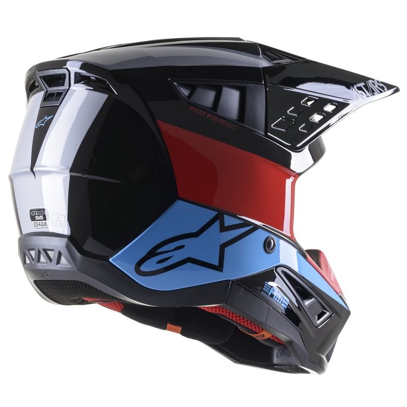 Alpinestars S-M5 Bond Motocrosshelm schwarz-rot-cyan glänzend