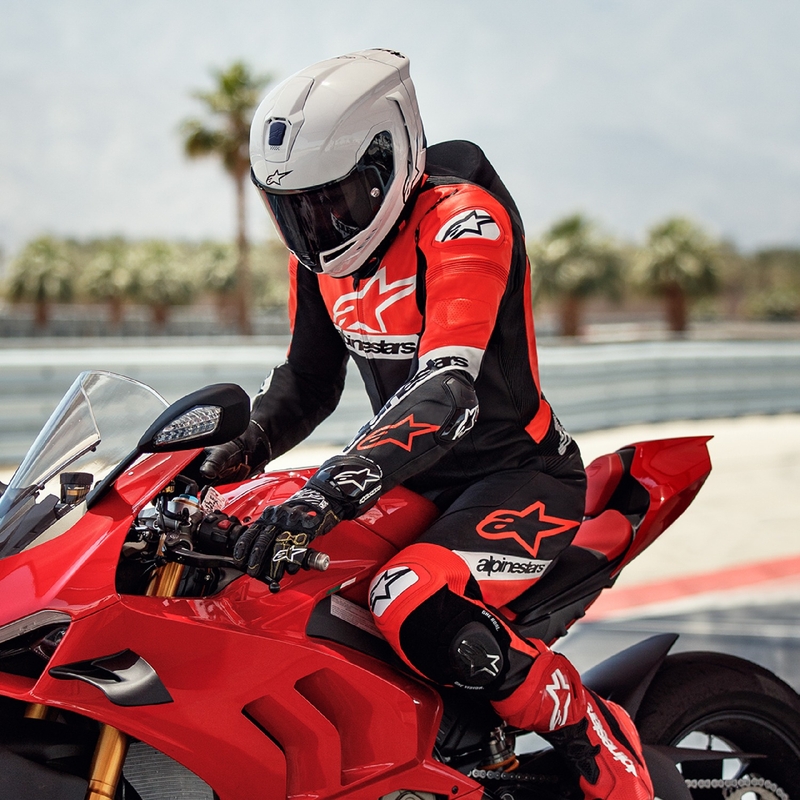 Alpinestars Missile 2 Ward Ledermotorradanzug Schwarz-Fluo-Rot-Weiß