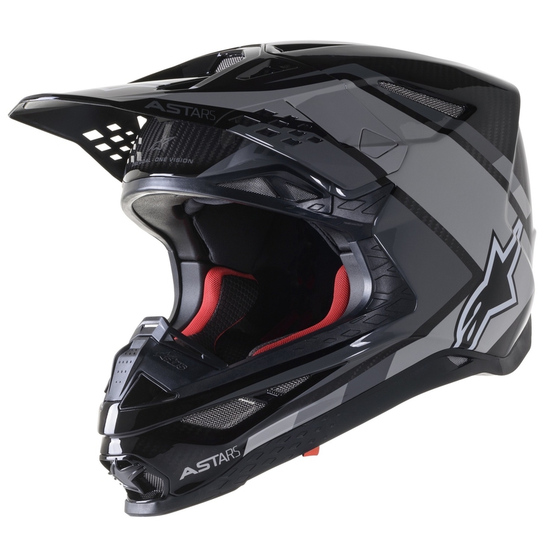 Alpinestars S-M10 Carbon Meta2 Motocross-Helm schwarz-grau glänzend
