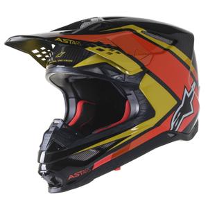 Alpinestars S-M10 Carbon Meta2 Motocross-Helm schwarz-gelb-orange glänzend