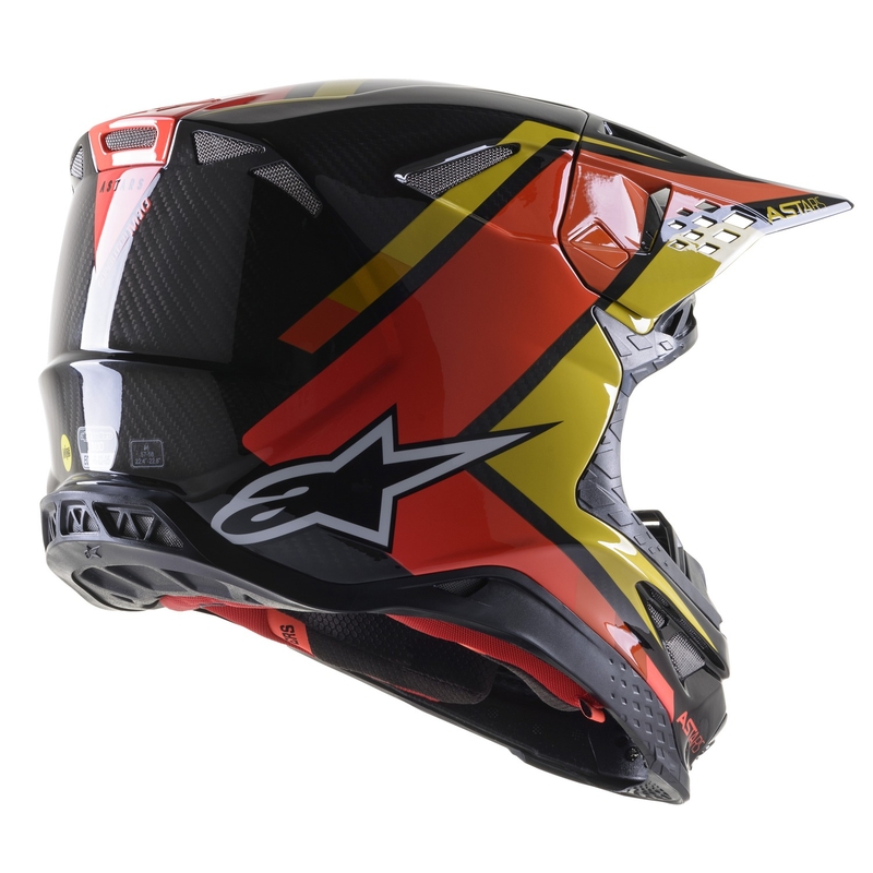 Alpinestars S-M10 Carbon Meta2 Motocross-Helm schwarz-gelb-orange glänzend