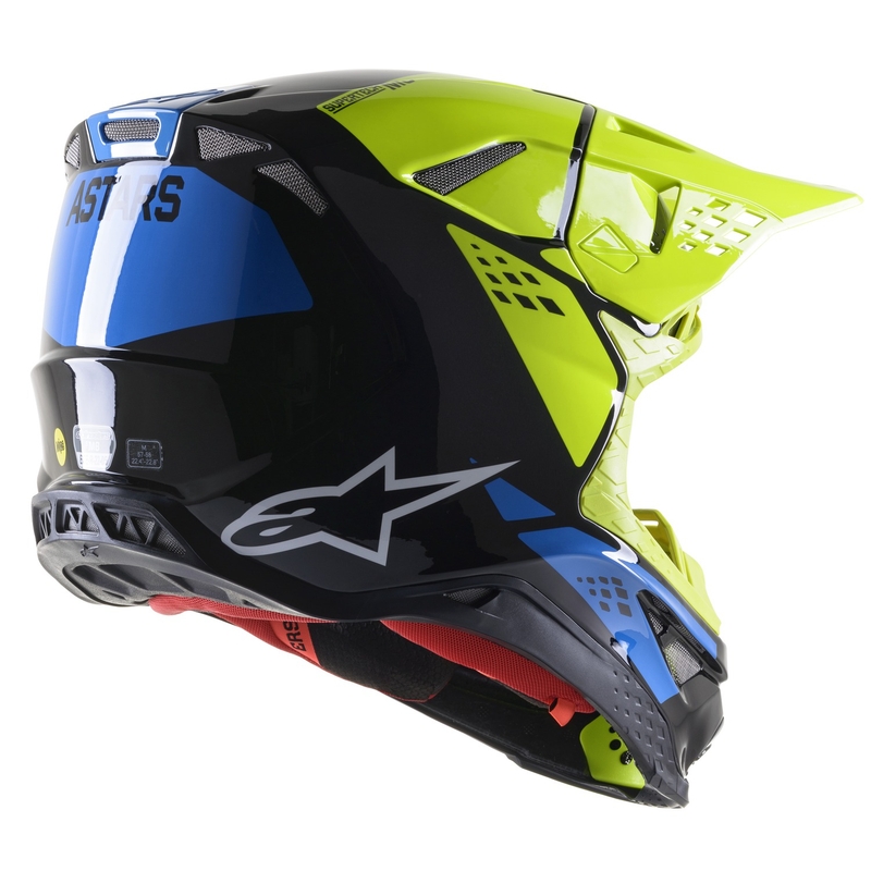 Alpinestars Supertech S-M8 Factory Motocross-Helm schwarz-fluo gelb-blau glänzend