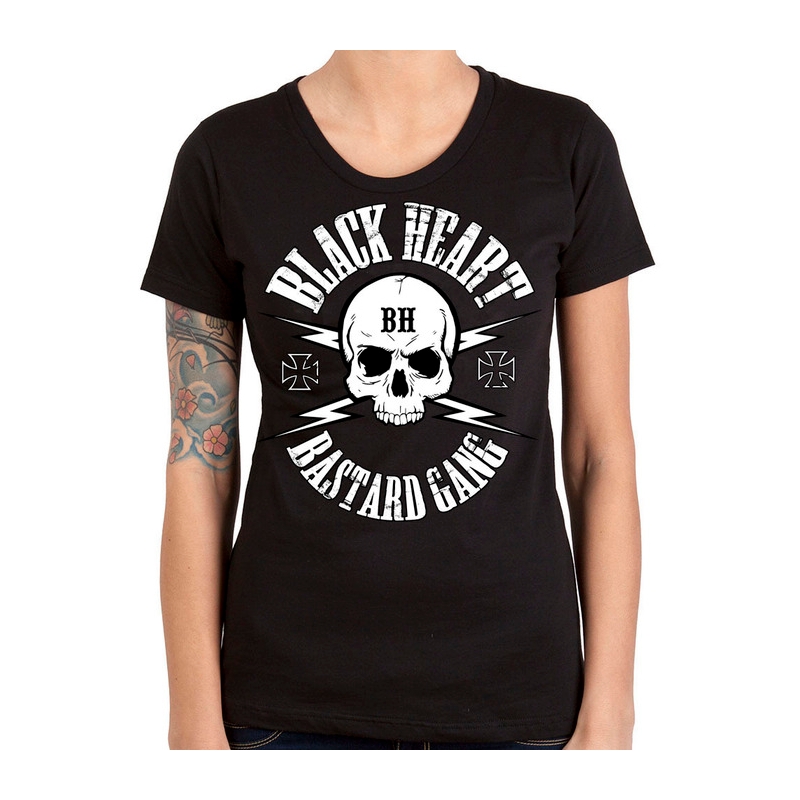 Women's Black Heart Bastard Totenkopf T-Shirt