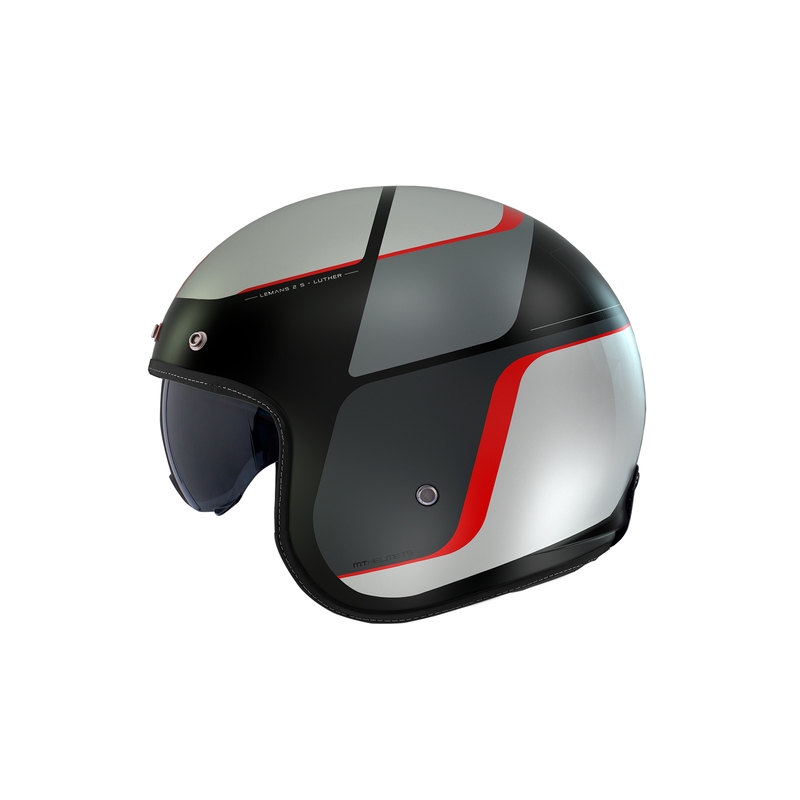 Offener Motorradhelm MT Le Mans 2 SV Luther B15, matt schwarz-grau-weiß-rot