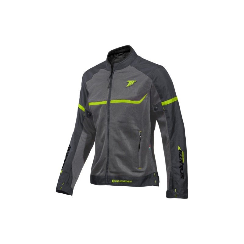 Damen-Motorradjacke SEVENTY DEGREES SD-JR30.2 Mojavegrau-Fluogelb