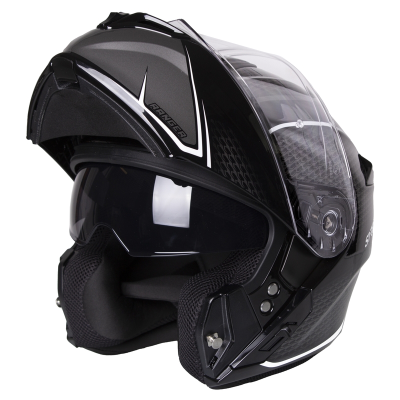 Klappbarer Motorradhelm Street Racer Ranger schwarz-weiß - II. Qualität